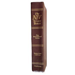1995 Zondervan NIV Study Bible New International Version Red Letter Leather
